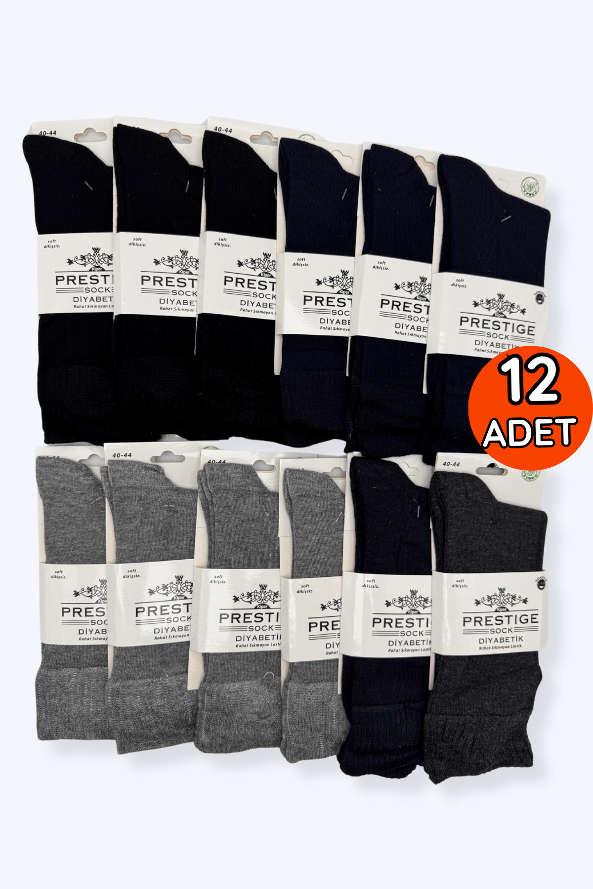 40-44 Prestıge Bambu Diyabetik Çorap 12'li Paket - 1