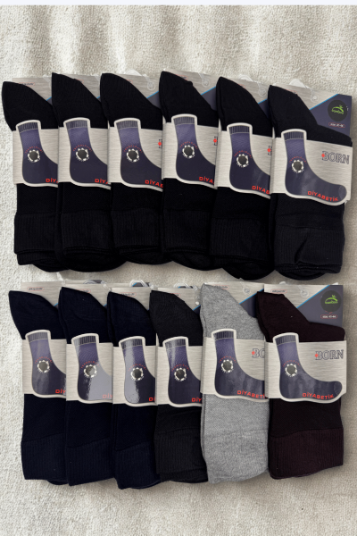 41-44 Born Bambu Diyabetik Çorap 12'li Paket