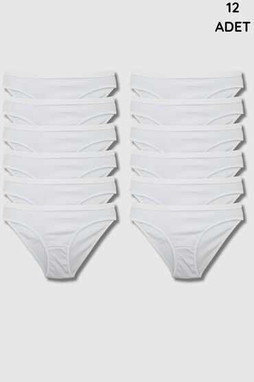 5001 Gümüş Kadın Bikini Kom 12'li Paket Beyaz
