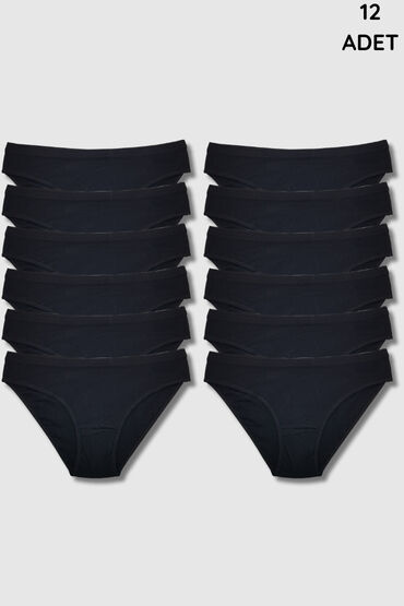 5001 Gümüş Kadın Bikini Kom 12'li Paket Siyah