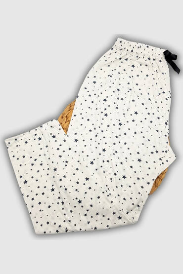 5086 Sahra Ten Kadın Poliviskon Pijama Altı 6'lı Beyaz (1)