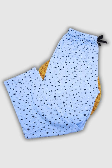5086 Sahra Ten Kadın Poliviskon Pijama Altı 6'lı Mavi (1)