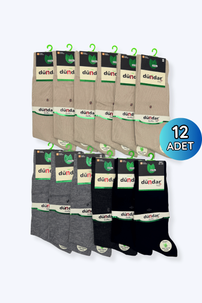 5534 Dündar Erkek Bambu Penye Çorap 12'li Paket Asorti - 1