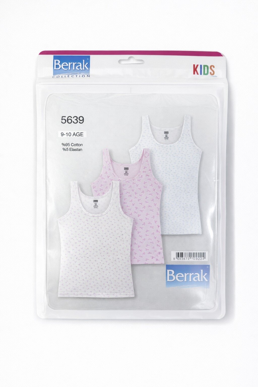5639 Berrak Kız Çocuk Geniş Askılı Atlet 3lü - 2