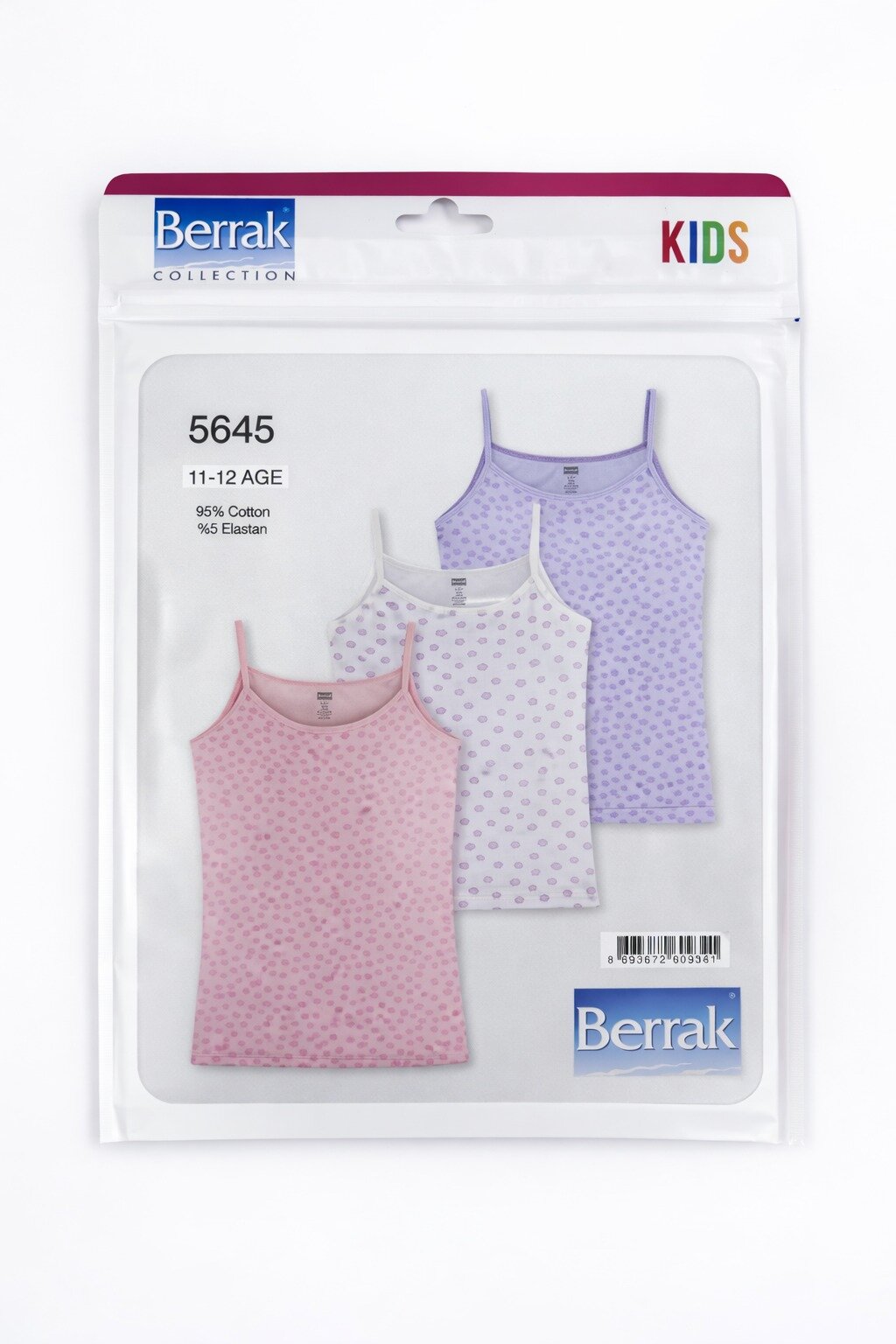 5645 Berrak Kız Çocuk İp Askılı Atlet 3'lü - 2