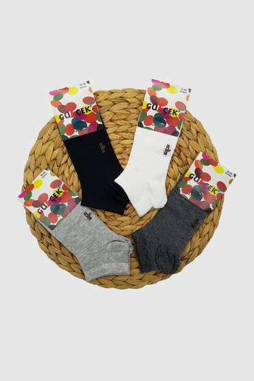 586 Gülçek Düz Patik 36-40 12'li Paket Asorti - 4