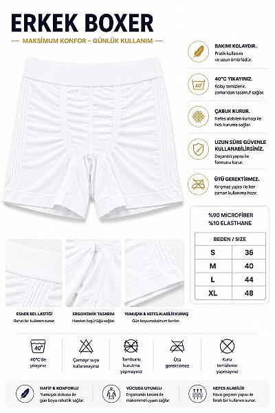 600 Layza Form Erkek Dikişsiz Boxer Beyaz 
