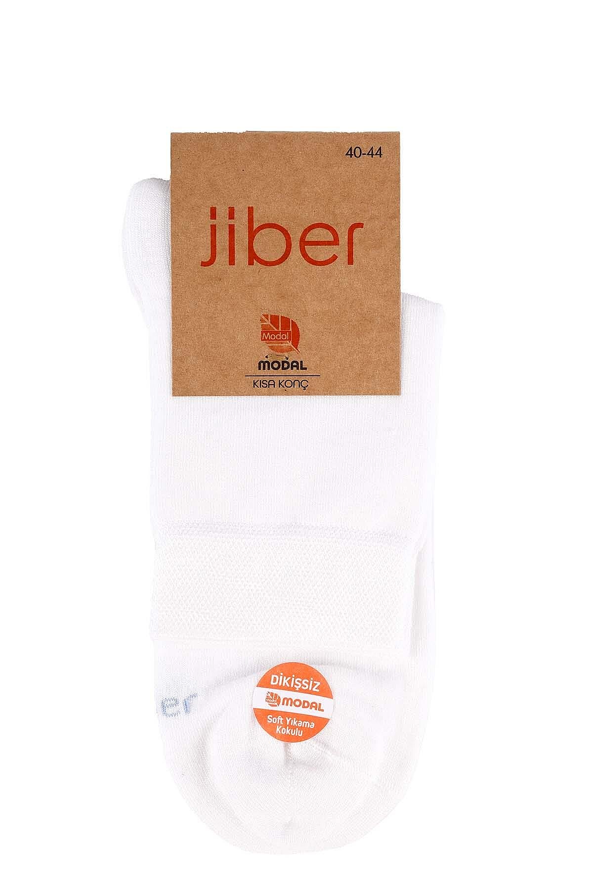 6401 Jiber Erkek Modal Konç Patik 12li Beyaz - 1