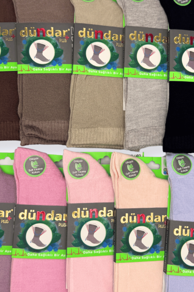 6999 Dündar Bambu Diyabetik Çorap 36-40 12'li Renkli - 3