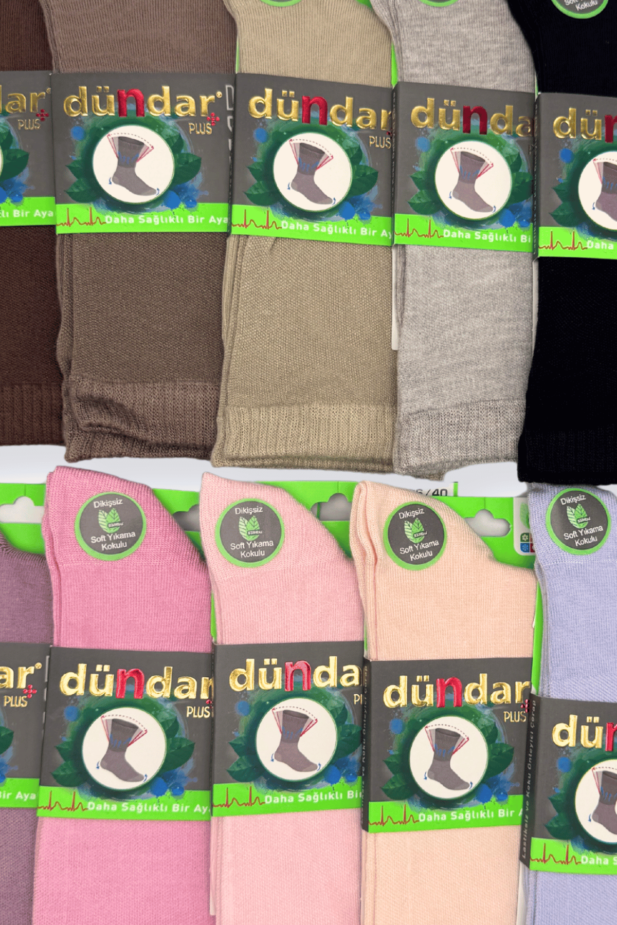 6999 Dündar Bambu Diyabetik Çorap 36-40 12'li Renkli - 3