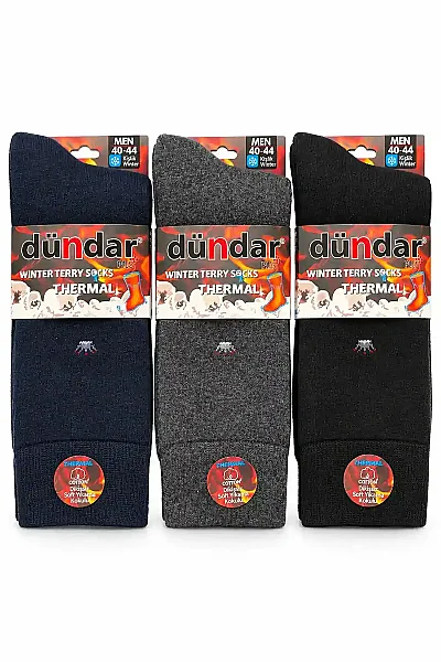 7019 Dündar Erkek Havlu Termal Çorap 12'li Paket