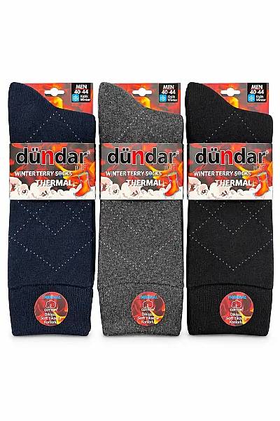 7019 Dündar Erkek Havlu Termal Çorap 12'li Paket - 3
