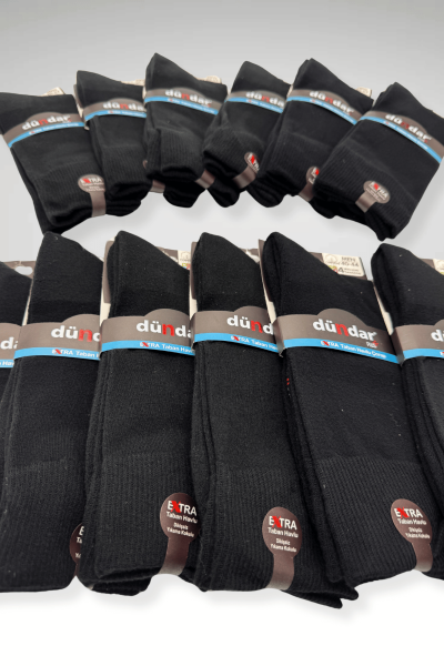 7026 Dündar Erkek Tabanaltı Havlu Çorap 12'li Paket Siyah - 3