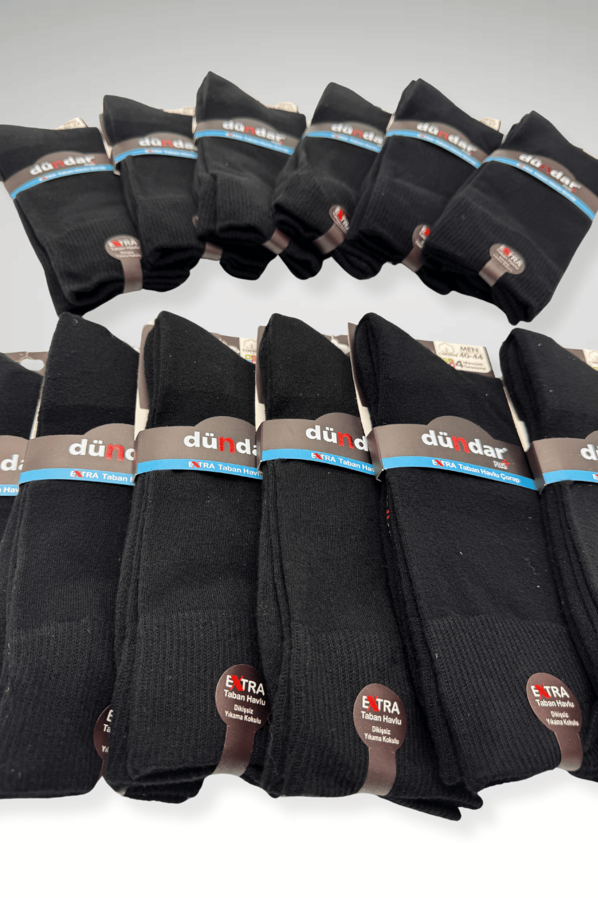 7026 Dündar Erkek Tabanaltı Havlu Çorap 12'li Paket Siyah - 3