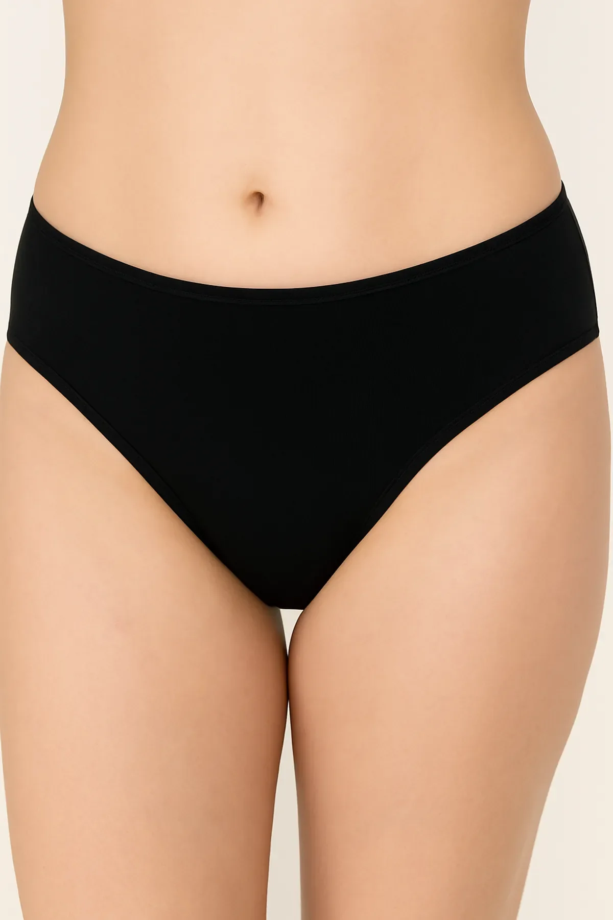 715 Tutku Kadın Elastan Düz Bikini 12'li Paket Siyah - 1
