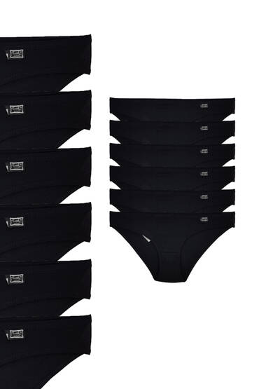 715 Tutku Kadın Elastan Düz Bikini 12'li Paket Siyah - 2
