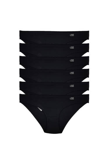 715 Tutku Kadın Elastan Düz Bikini 12'li Paket Siyah - 3