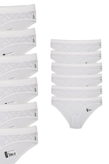 725 Tutku Kadın Safir Bikini 12'li Paket Beyaz - 1