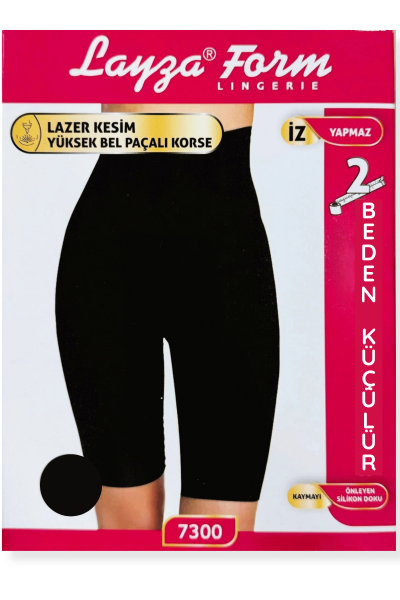 7300 Layza Form Yüksek Bel Lazer Kesim Paçalı Korse Siyah (1)