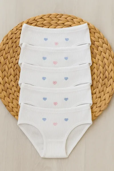 821 Tutku Kız İnce Bel İşlemeli Bikini 12'li Paket Beyaz