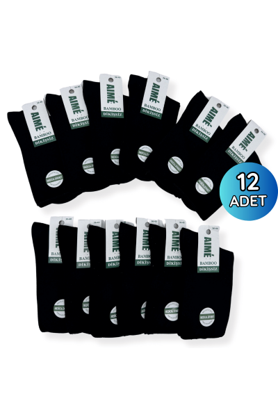 Aime Bambu Diyabetik Çorap 12'li 36-40 Siyah 