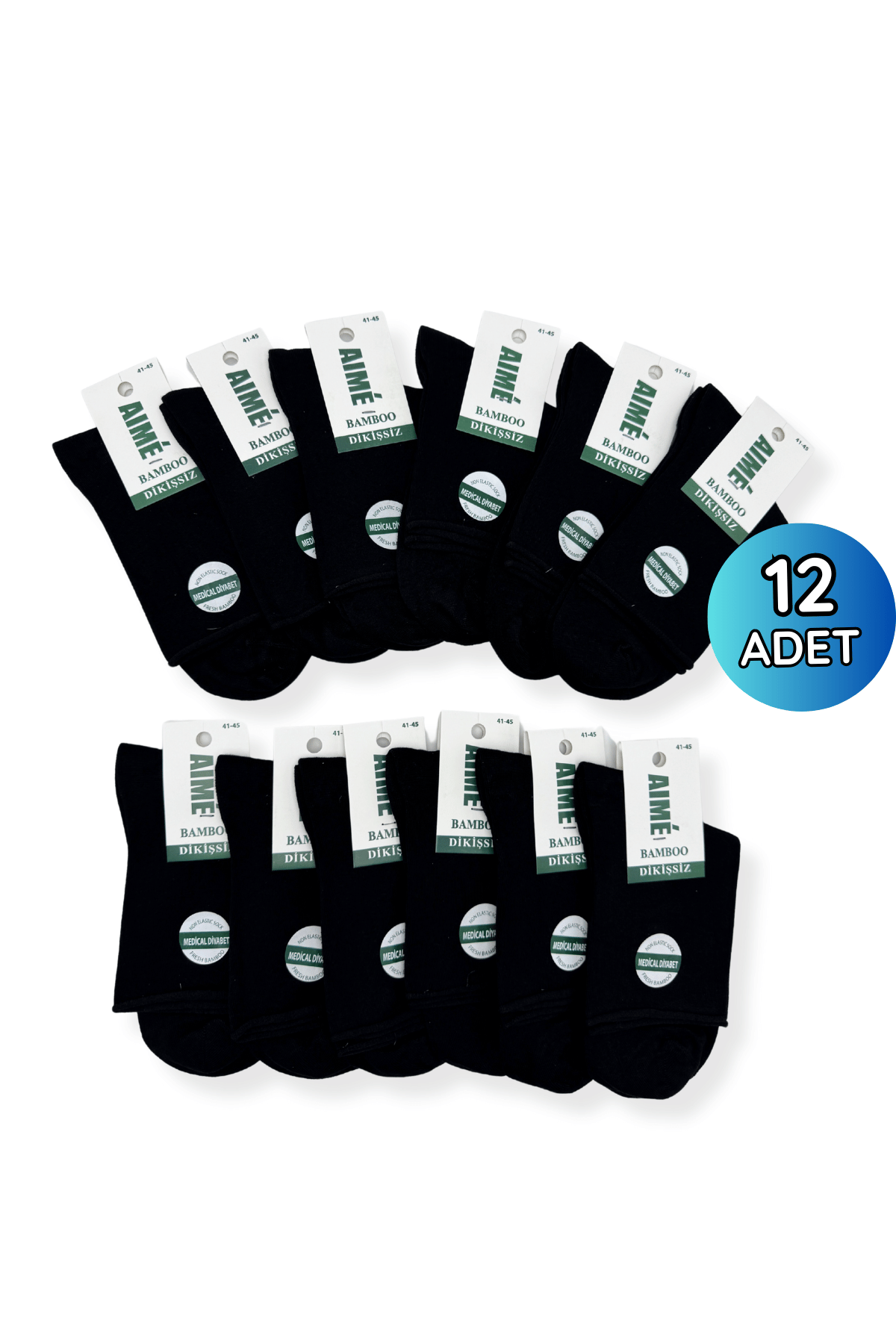 Aime Erkek Diyabetik Konç 12'li 41-45 Siyah - 1