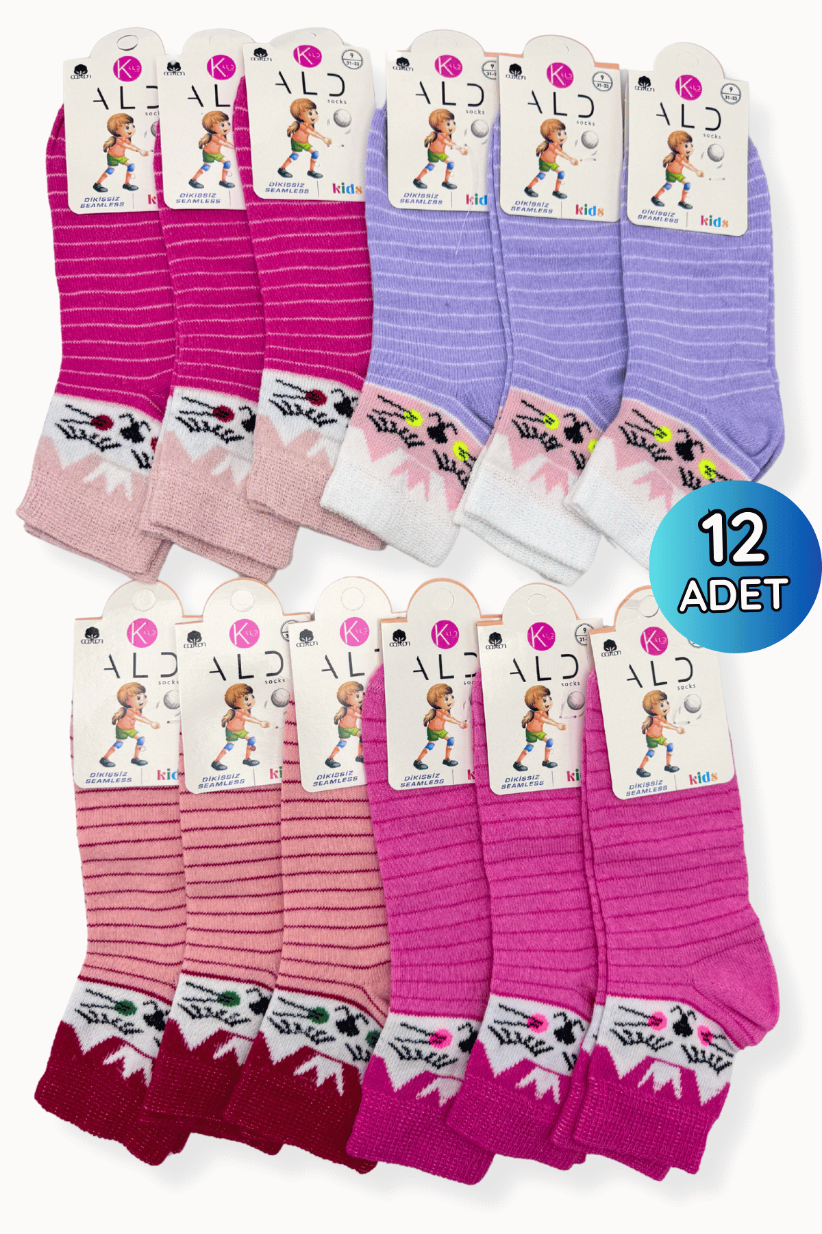 Ald Kız Çocuk Konç Patik 12'li - 1