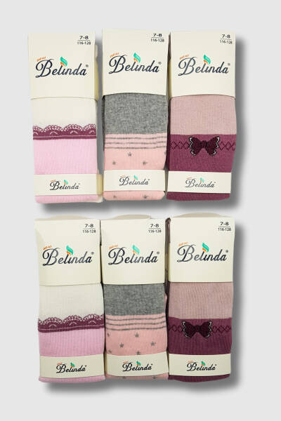 Belinda Desenli Çocuk Külotlu Çorap 6'lı Paket Asorti (1)