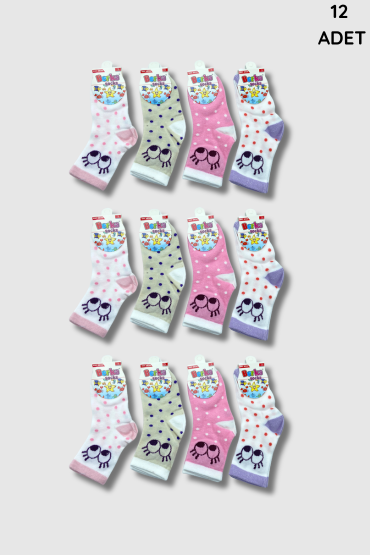 Berka Kız Bebe Çorap 12'li Paket - 5
