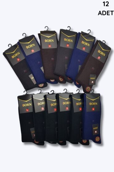 Born Erkek Cotton Havlu Çorap 12'li Paket Asorti - 1