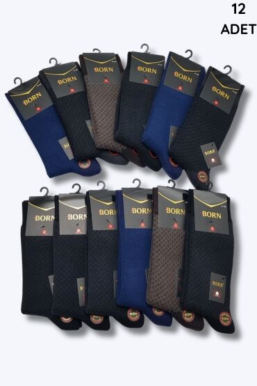 Born Erkek Cotton Havlu Çorap 12'li Paket J.Asorti