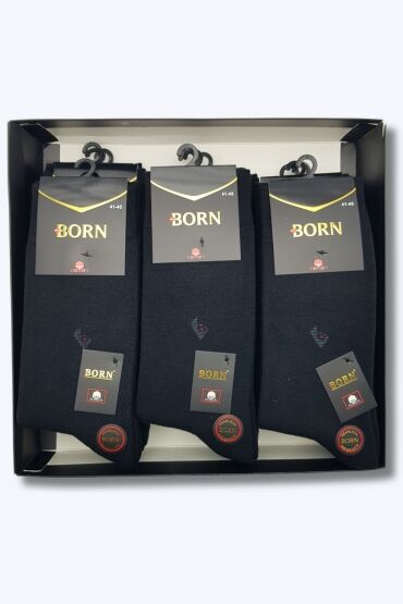 Born Erkek Cotton Havlu Çorap 12'li Paket Siyah - 2