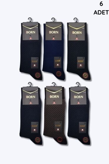 Born Erkek Cotton Havlu Çorap 6'lı Paket J.Asorti