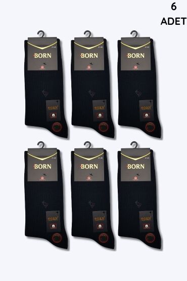 Born Erkek Cotton Havlu Çorap 6'lı Paket Siyah