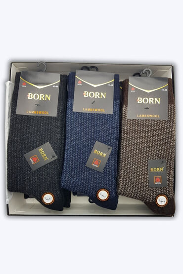 Born Erkek Lambswool Havlu Çorap 12'li Paket Asorti (1)