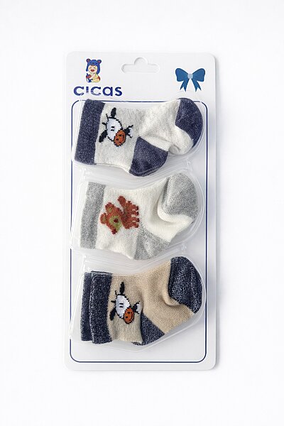 Cicas Erkek Bebe 3lü Kutulu Çorap 12li