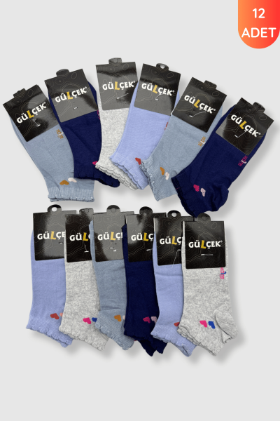 Gülçek Kadın Desenli Patik 12'li Paket 10