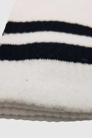 İ.Berk Erkek Tenis Çizgili Çorap 12'li Beyaz - 4