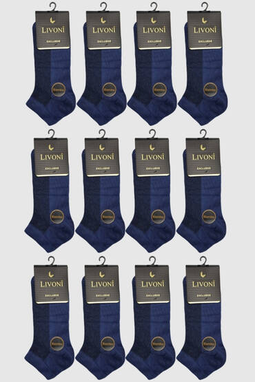Livoni Erkek Bambu Patik 12'li Paket İndigo 