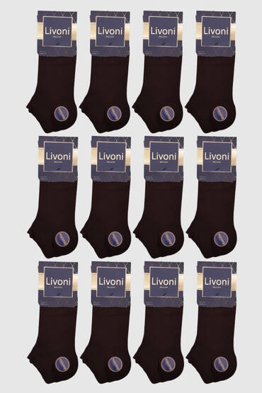 Livoni Erkek Bambu Patik 12'li Paket Kahve 