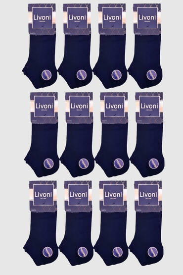 Livoni Erkek Bambu Patik 12'li Paket Lacivert 