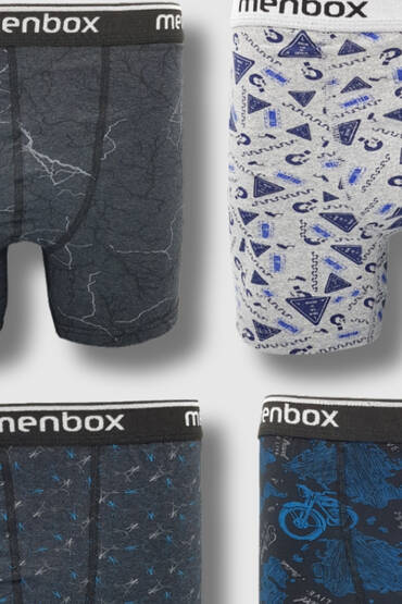 Menbox Erkek Desenli Likralı Boxer 12'li Paket (1)