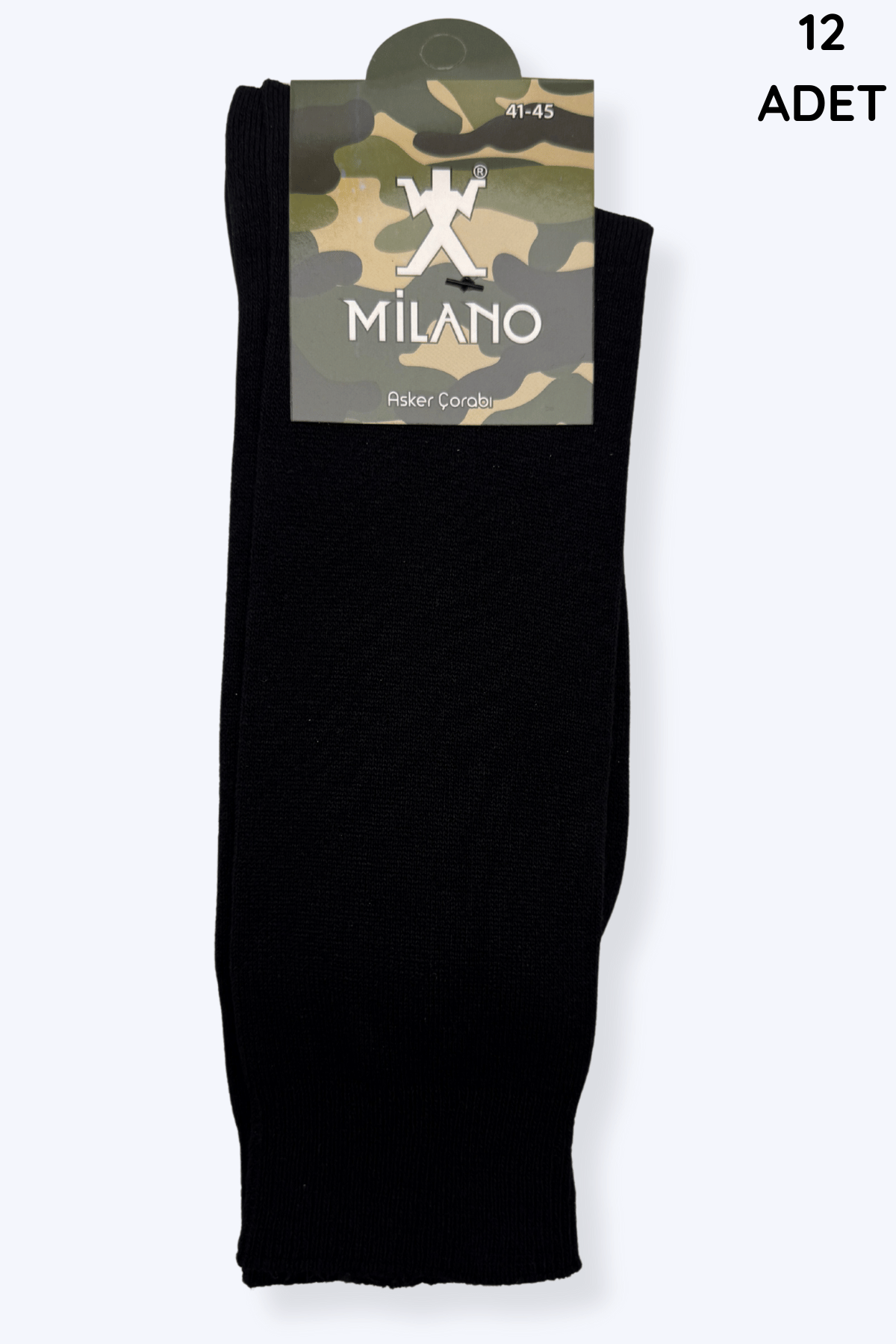 Milano Erkek Asker Çorabı 12'li Siyah - 1