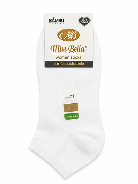 Miss Bella Kadın Bambu Patik 12'li Beyaz