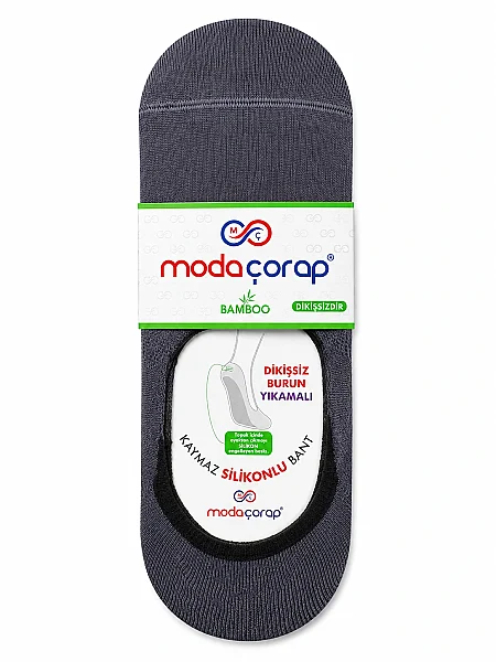 Moda Erkek Bambu Silikonlu Babet 12li Füme 