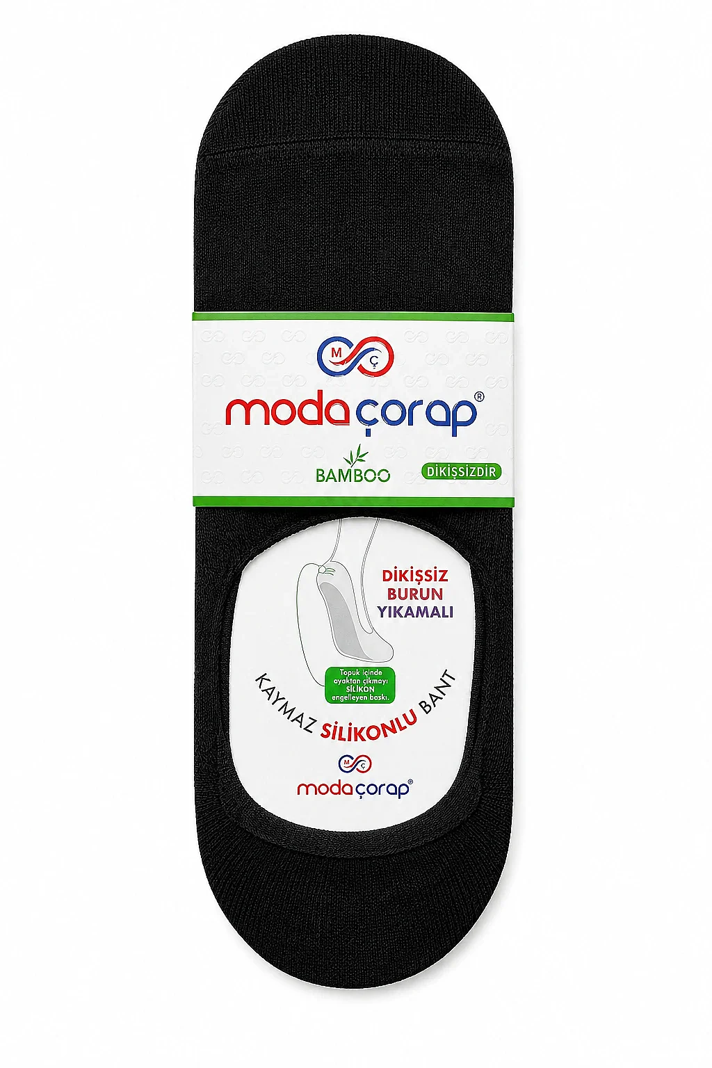 Moda Erkek Bambu Silikonlu Babet 12li Siyah - 1