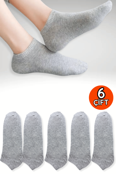 Pamuksu 6'lı Patik Çorap 36-40 Gri