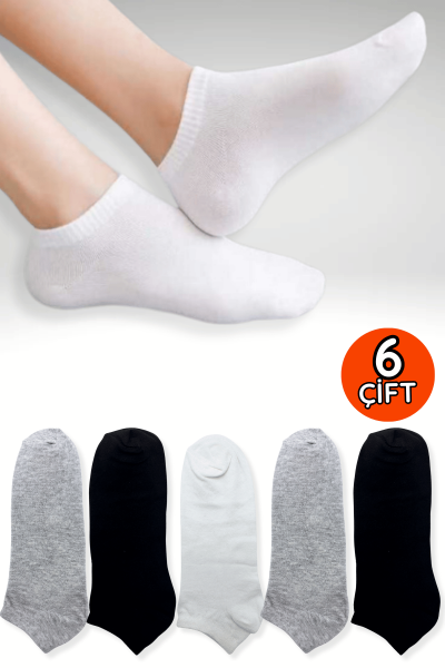 Pamuksu 6'lı Patik Çorap 36-40 Karışık