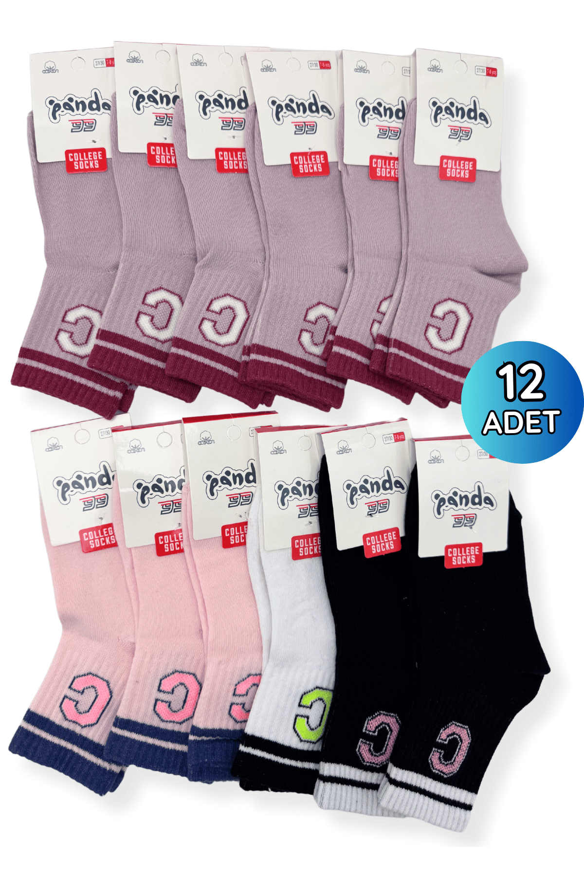 Panda Kız Çocuk Kolej Patik 12'li - 1