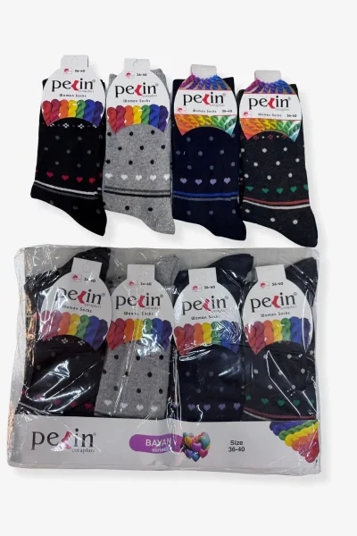 Pelin Kadın Desenli Çorap 12li